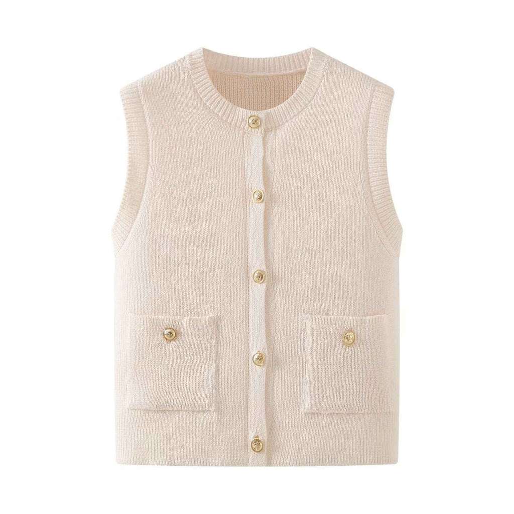 Cerise Delcourt | Pocket-Detail Button-Front Knit Vest
