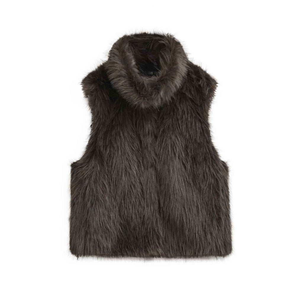 Perrine Valrenne | High-Neck Faux Fur Gilet