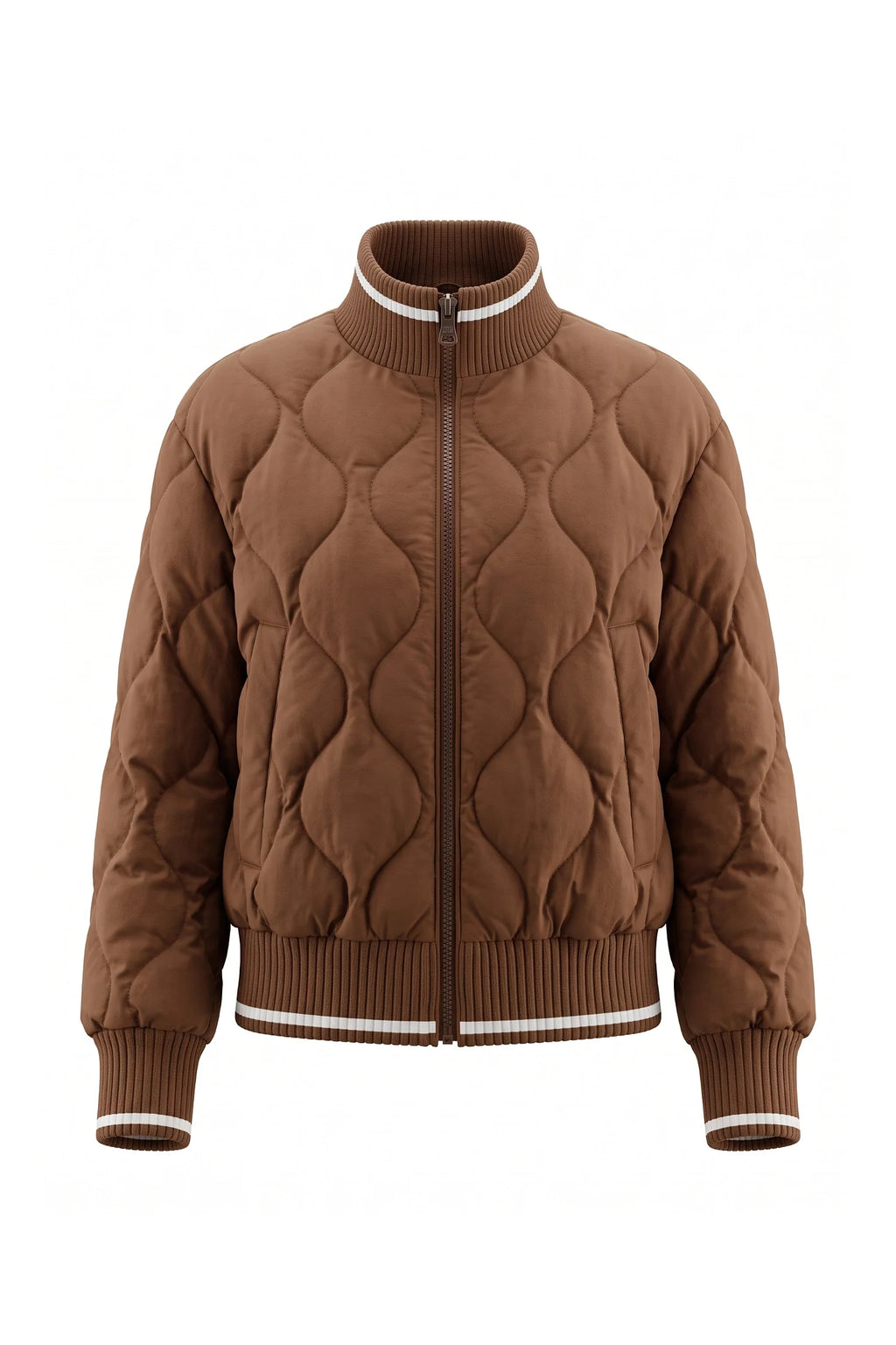 Maeva Giraud | Women’s Winter Warm Quilted Bomber Jacket with Ribbed Stand Collar