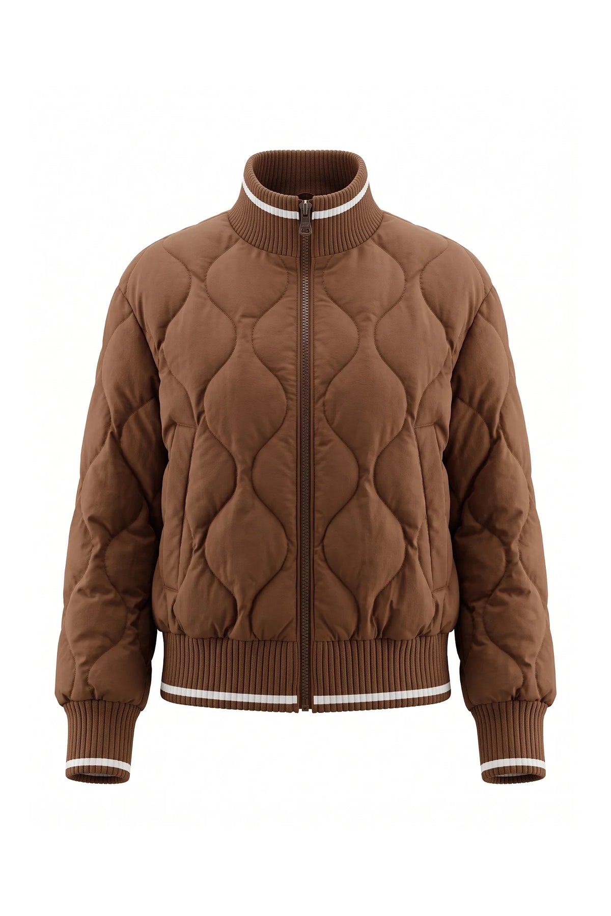 Maeva Giraud | Women’s Winter Warm Quilted Bomber Jacket with Ribbed Stand Collar