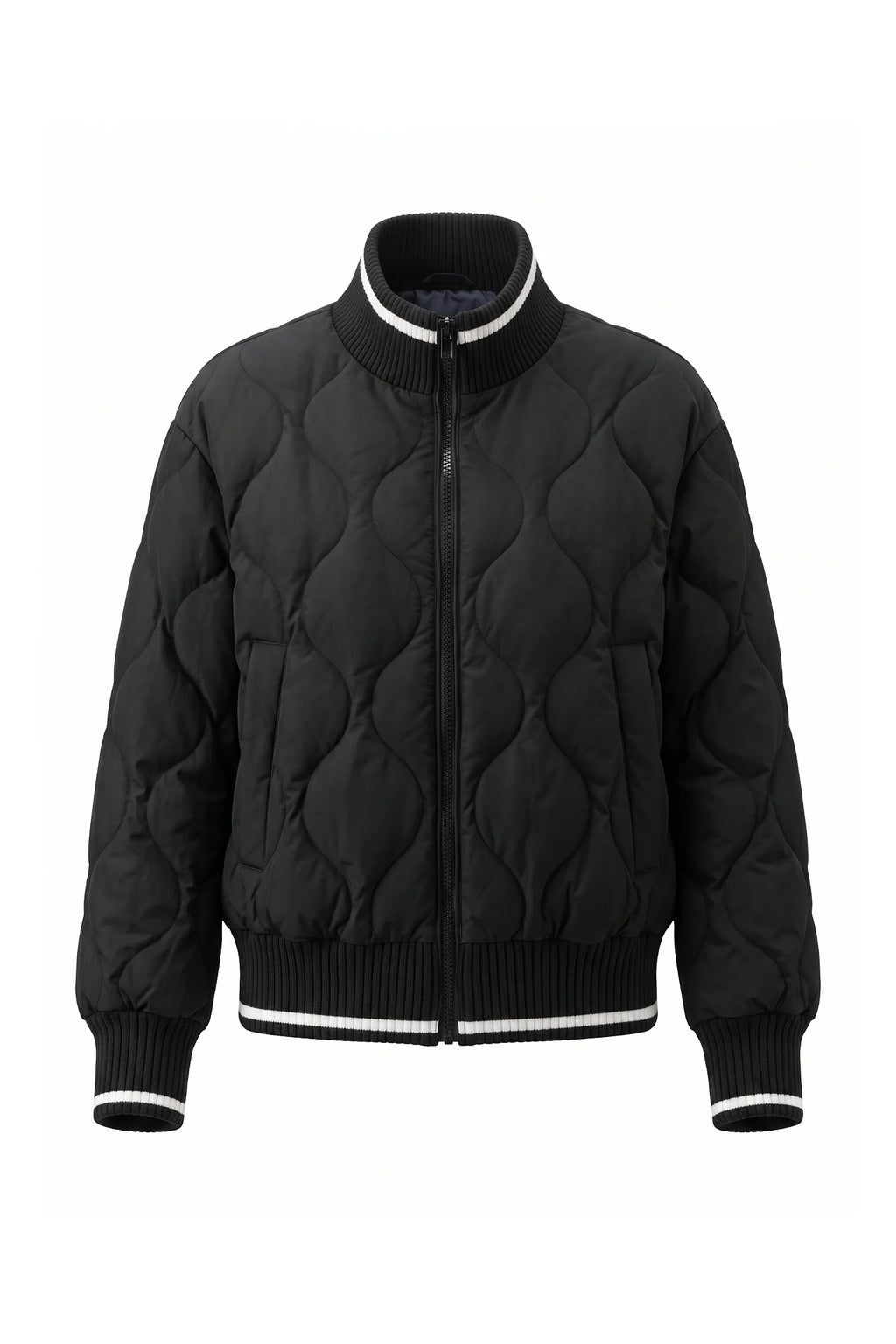 Maeva Giraud | Women’s Winter Warm Quilted Bomber Jacket with Ribbed Stand Collar