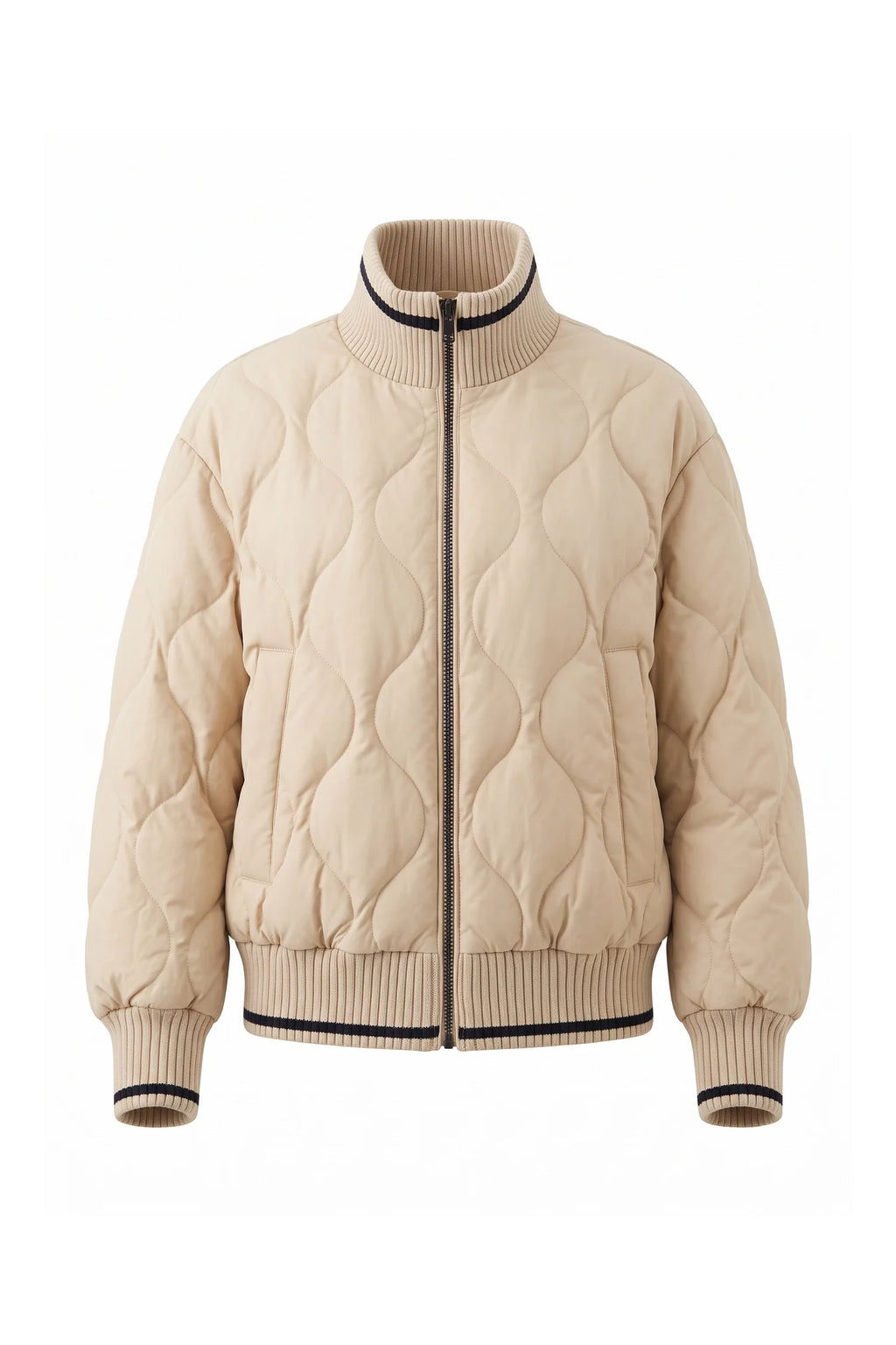 Maeva Giraud | Women’s Winter Warm Quilted Bomber Jacket with Ribbed Stand Collar