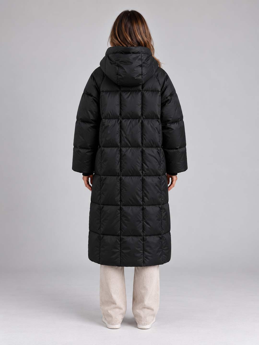 Isla Faure | Women’s Long Hooded Puffer Coat – Padded Full Zip Winter Jacket