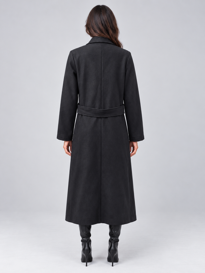 Juliet Charpentier | Women’s Longline Tailored Coat – Notched Lapel Button Detail Jacket