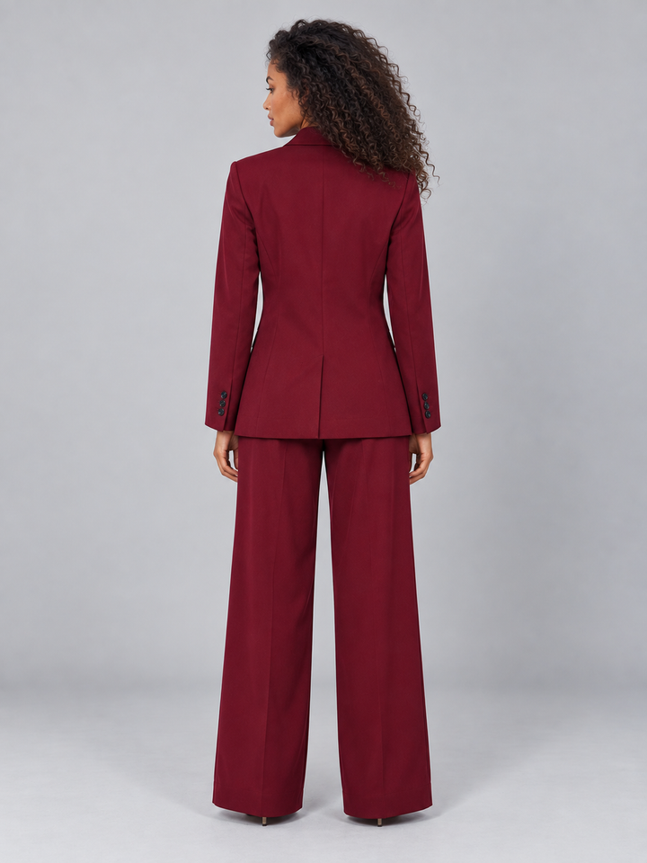 Tiziana Valentini | Women’s Tailored Two-Piece Trouser Suit – Double Breasted Blazer &amp; Wide Leg Trousers Set