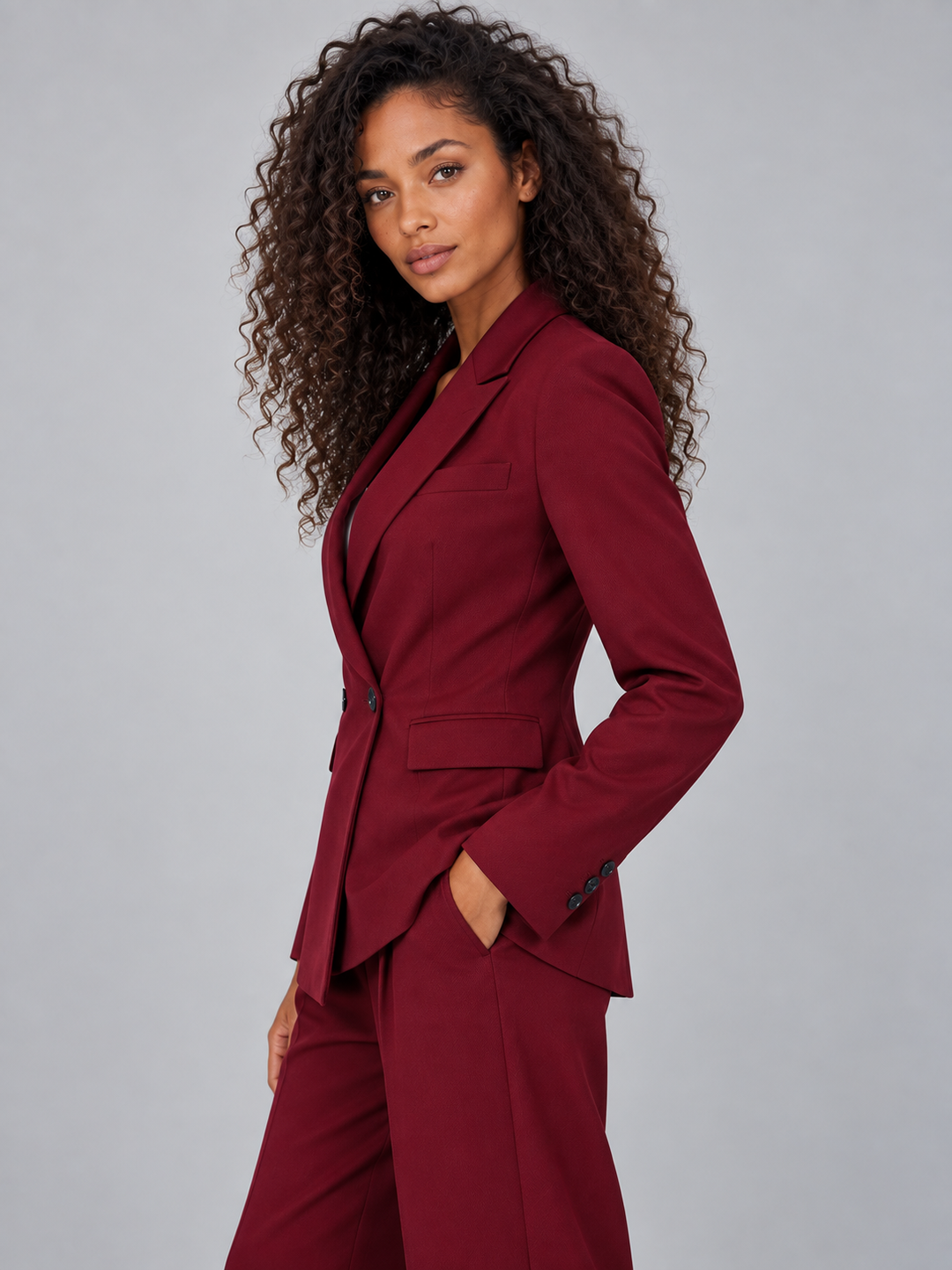 Tiziana Valentini | Women’s Tailored Two-Piece Trouser Suit – Double Breasted Blazer &amp; Wide Leg Trousers Set