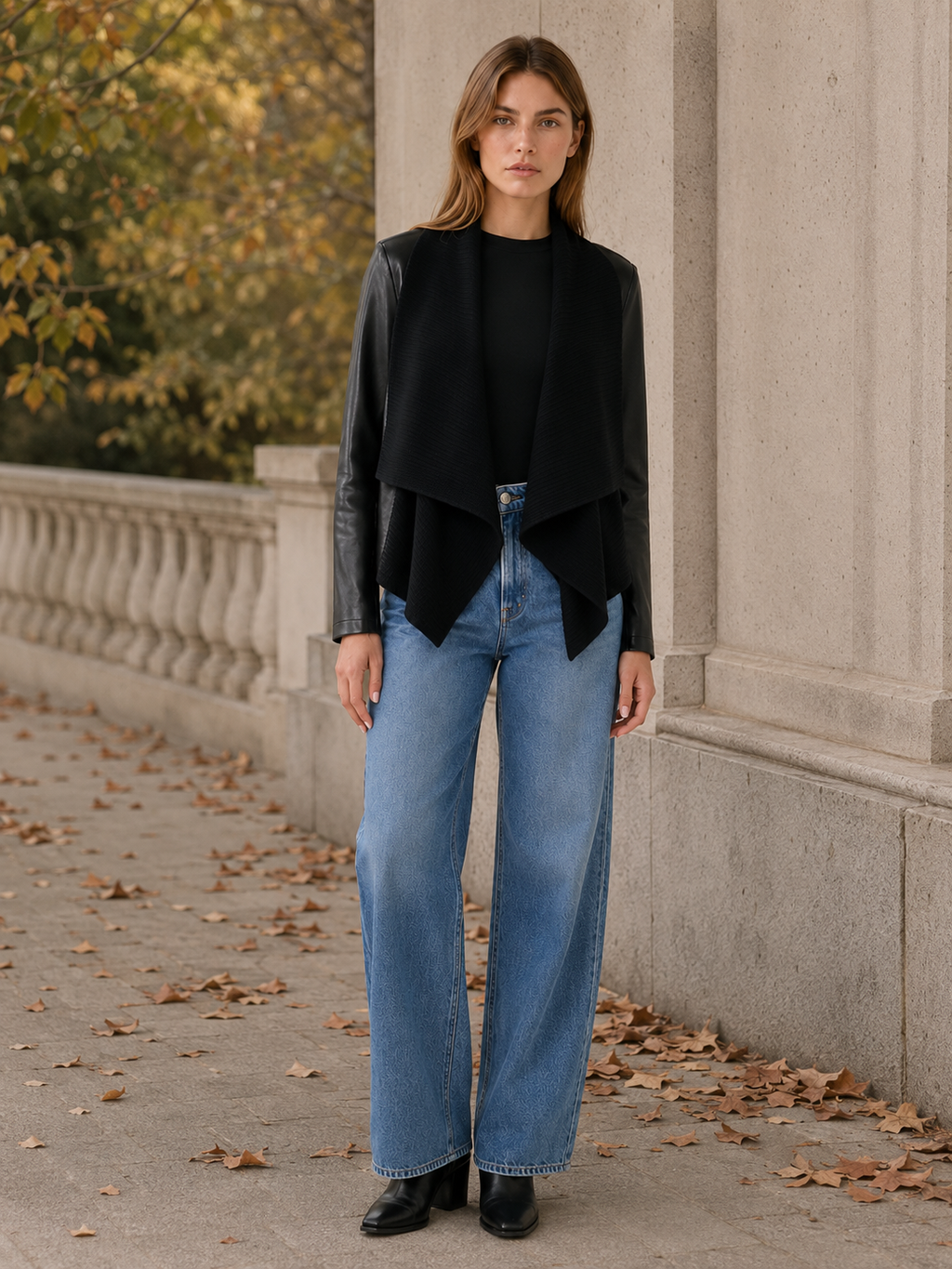 Lou Delamare | Cropped Jacket with Wide Collar and Zip Front