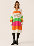 Isabeau Marcellin | Sweater Dress with V-Neck and Striped Panels