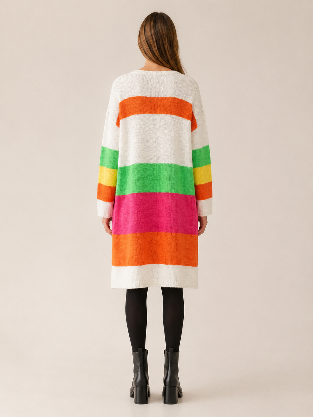 Isabeau Marcellin | Sweater Dress with V-Neck and Striped Panels