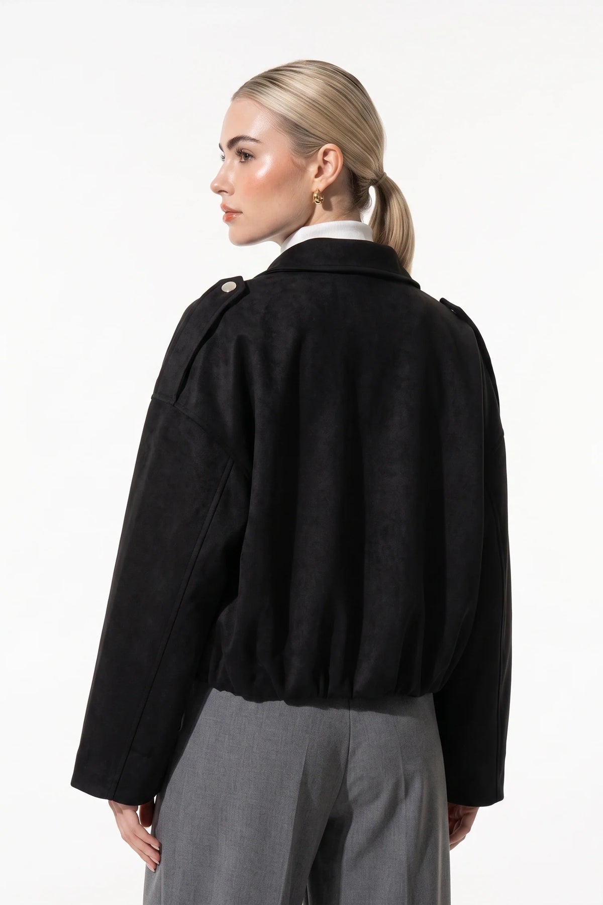 Chloé Fournier | Women's Oversized Suede Bomber Jacket