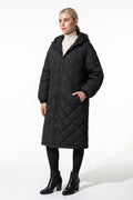 Mylène Tessier | Women's Winter Warm Long Diamond Quilted Hooded Puffer Coat