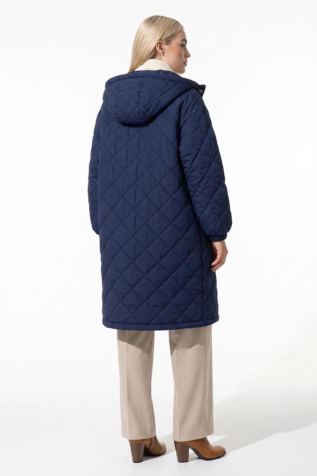 Mylène Tessier | Women's Winter Warm Long Diamond Quilted Hooded Puffer Coat