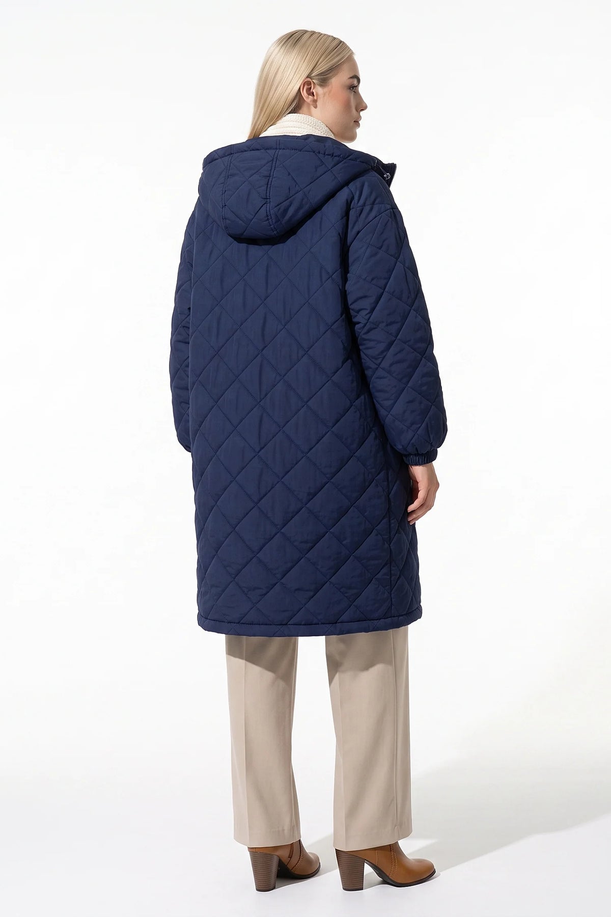 Mylène Tessier | Women's Winter Warm Long Diamond Quilted Hooded Puffer Coat