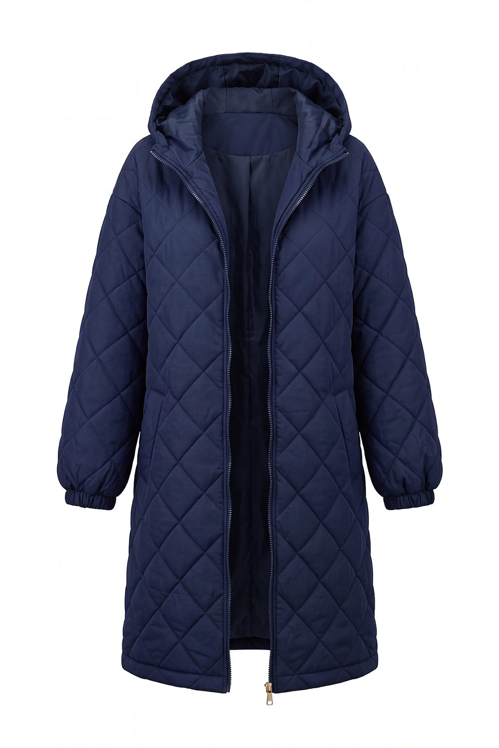 Mylène Tessier | Women's Winter Warm Long Diamond Quilted Hooded Puffer Coat