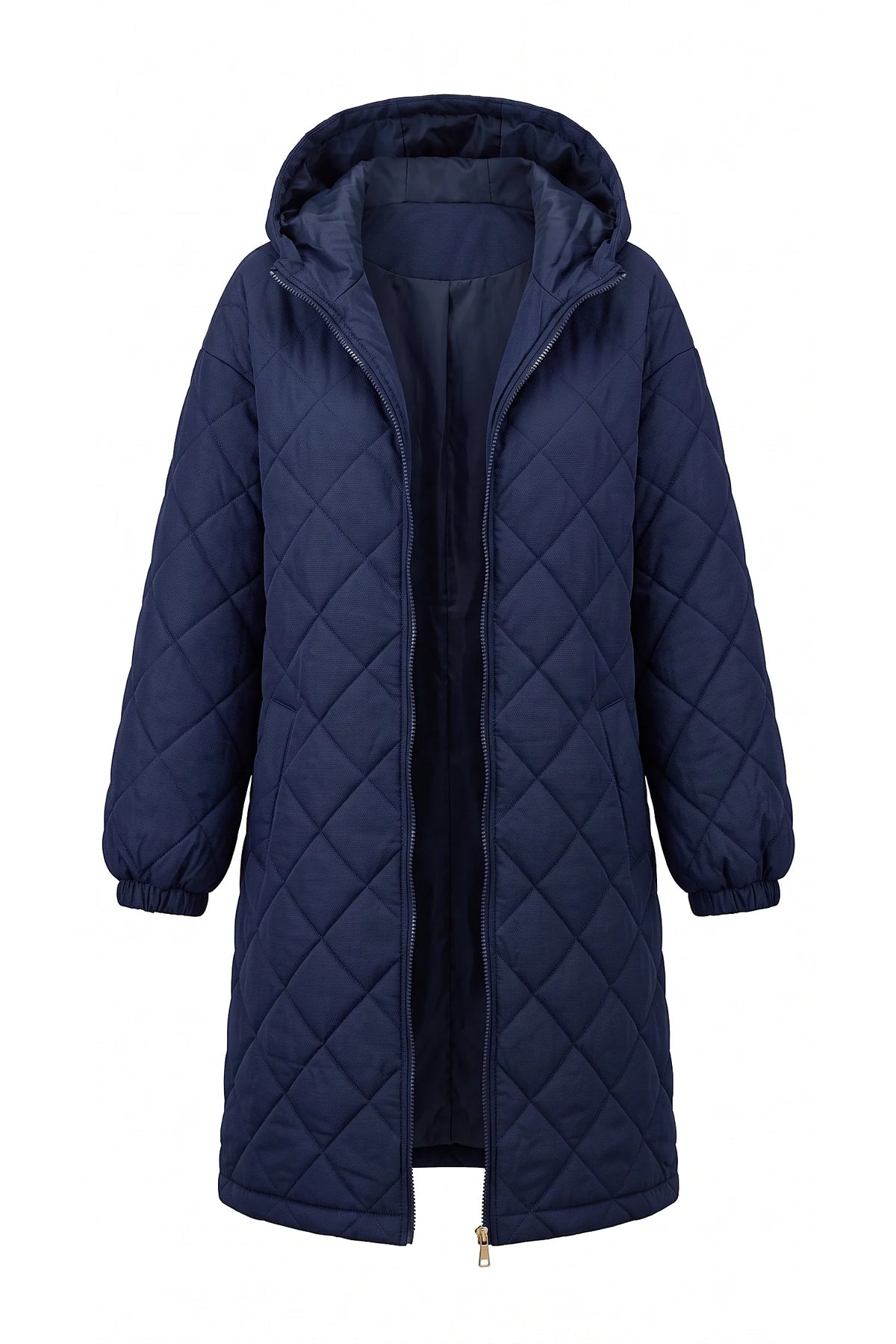 Mylène Tessier | Women's Winter Warm Long Diamond Quilted Hooded Puffer Coat
