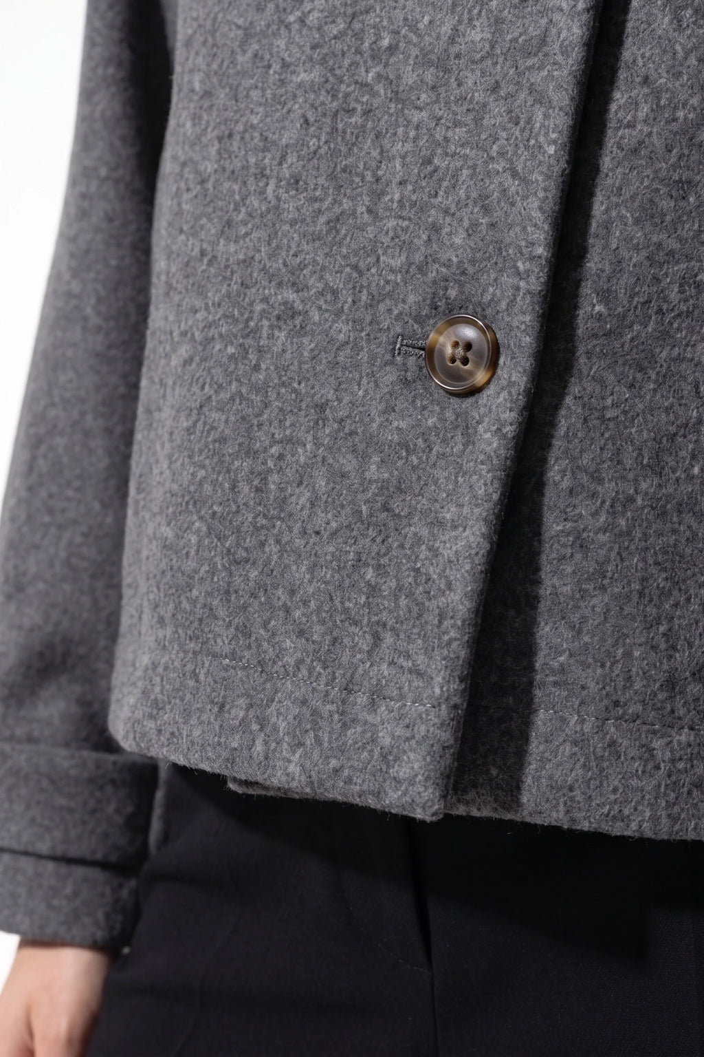 Soline Navet | Women's Winter Warm Wool Short Trench Coat with High Collar Button Front