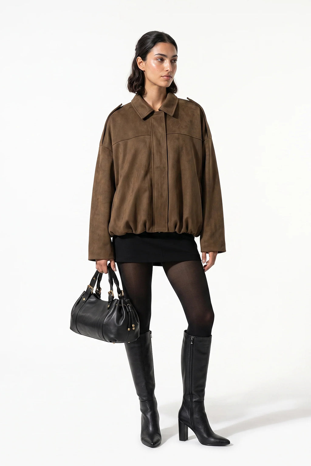 Jade Boyer | Women’s Winter Cropped Bomber Jacket with Oversized Fit