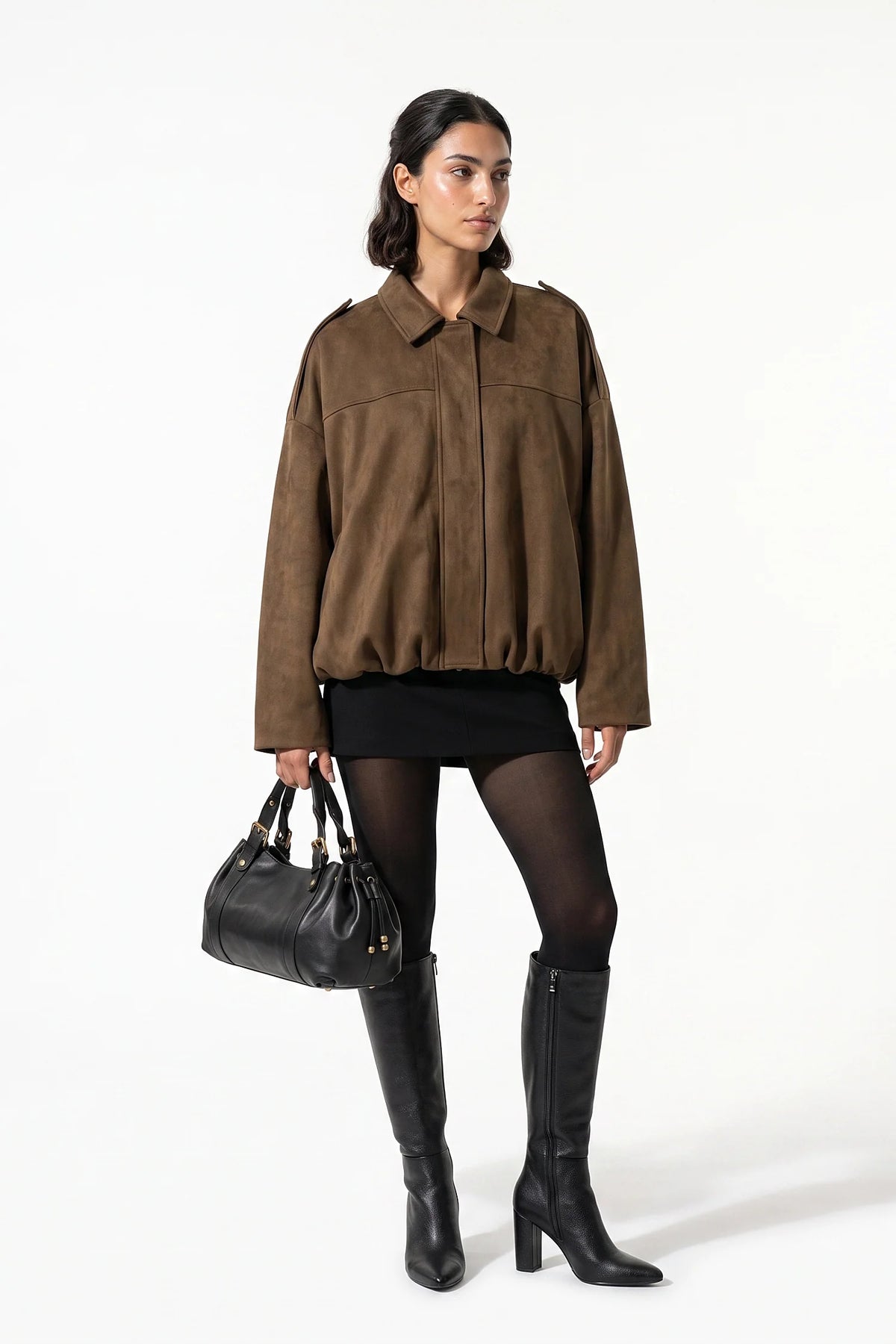 Jade Boyer | Women’s Winter Cropped Bomber Jacket with Oversized Fit