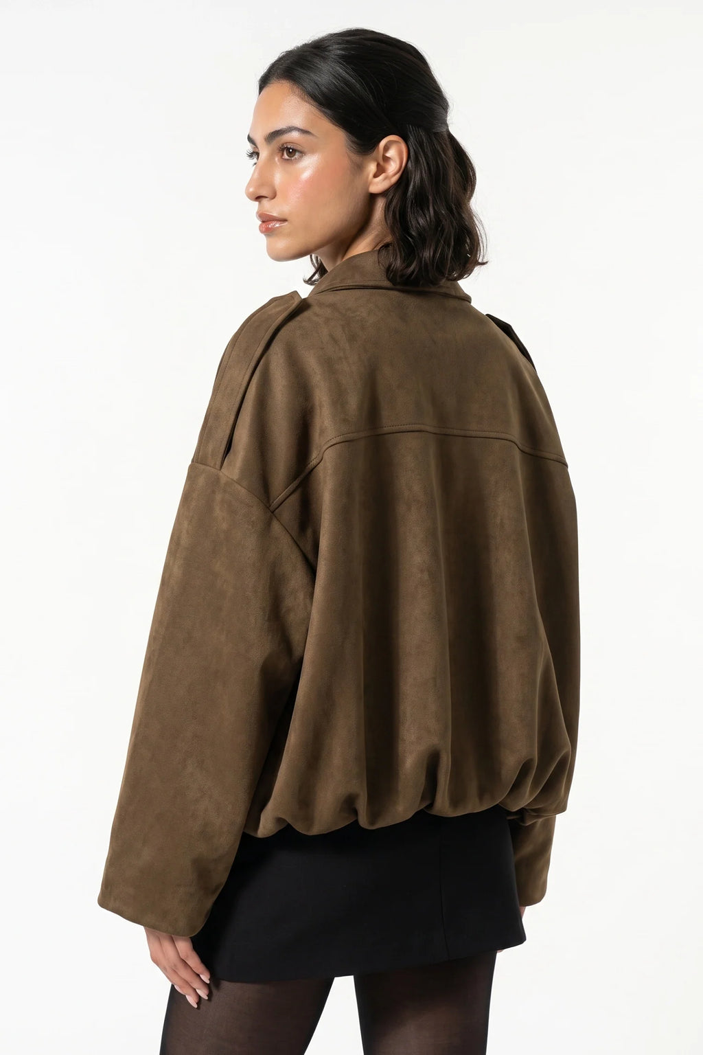 Jade Boyer | Women’s Winter Cropped Bomber Jacket with Oversized Fit
