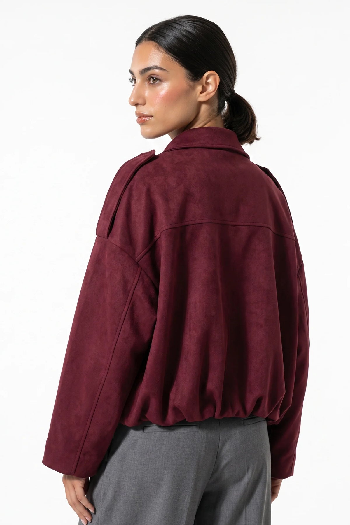 Jade Boyer | Women’s Winter Cropped Bomber Jacket with Oversized Fit