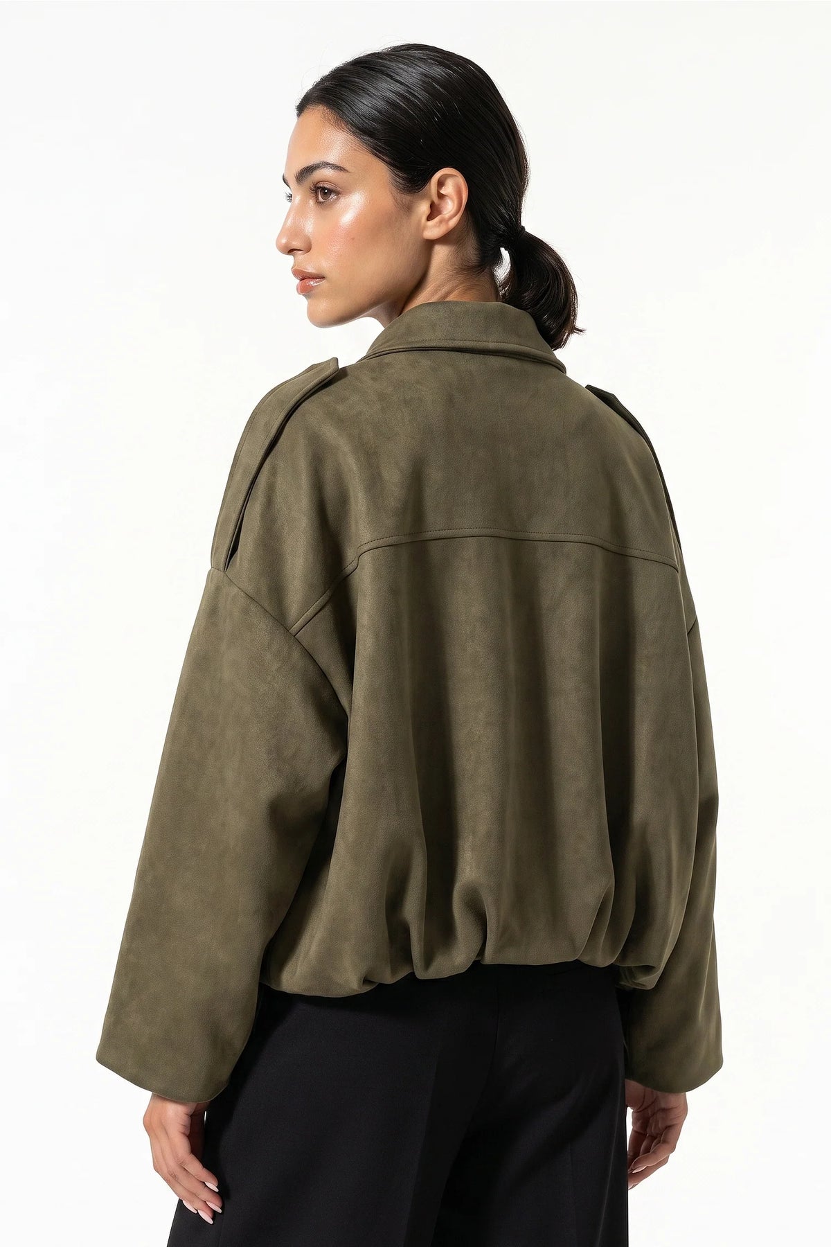 Jade Boyer | Women’s Winter Cropped Bomber Jacket with Oversized Fit