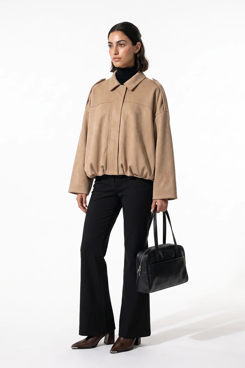 Jade Boyer | Women’s Winter Cropped Bomber Jacket with Oversized Fit