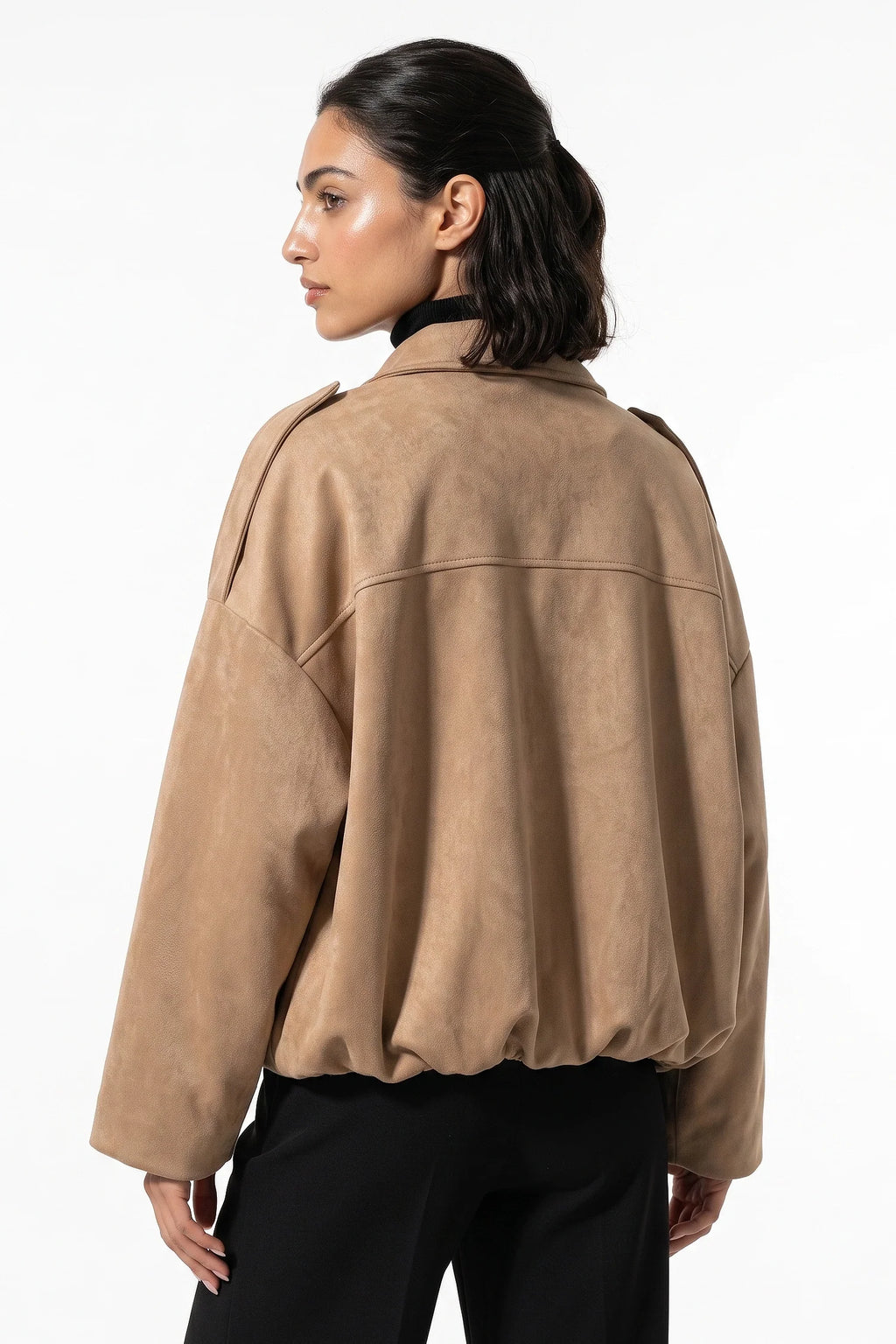 Jade Boyer | Women’s Winter Cropped Bomber Jacket with Oversized Fit