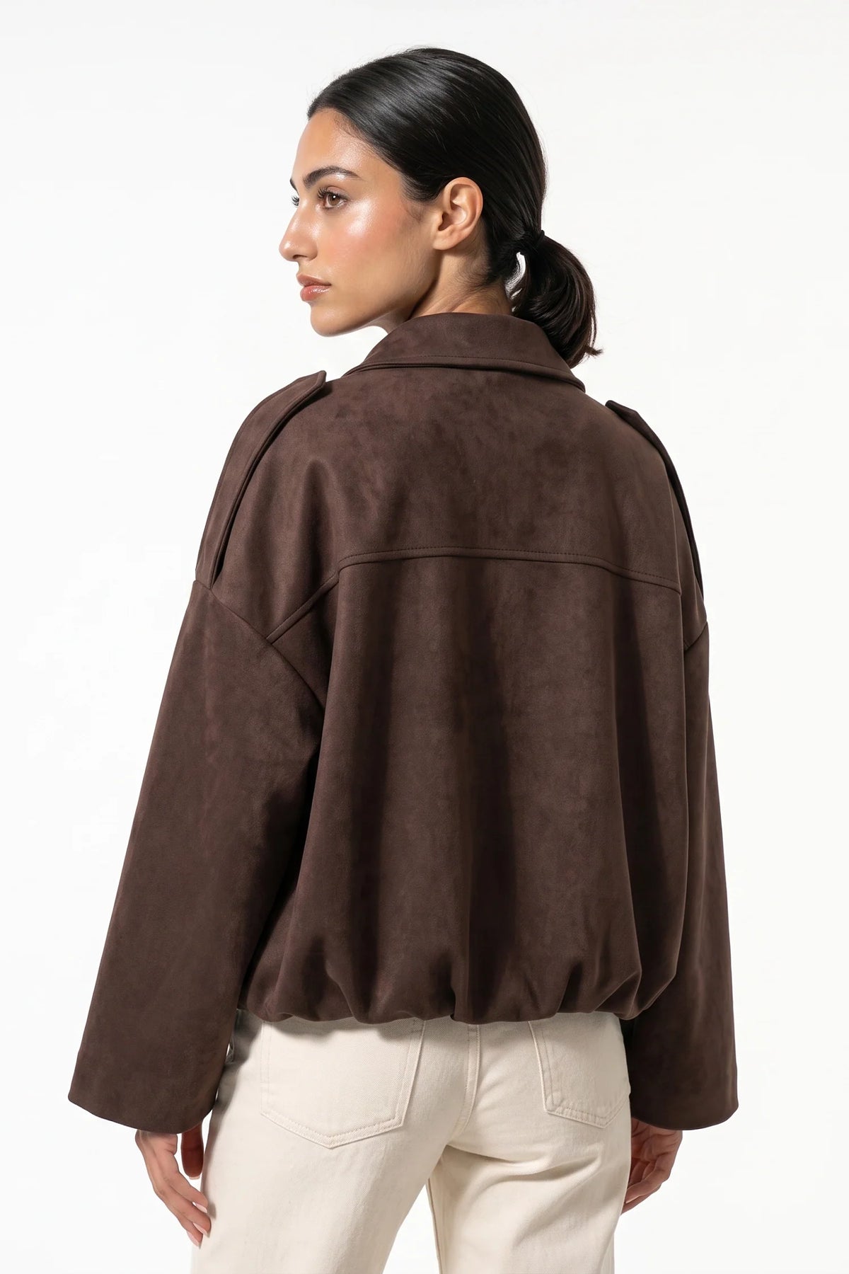 Jade Boyer | Women’s Winter Cropped Bomber Jacket with Oversized Fit