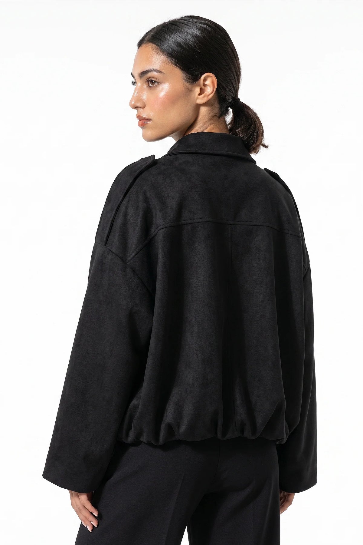Jade Boyer | Women’s Winter Cropped Bomber Jacket with Oversized Fit