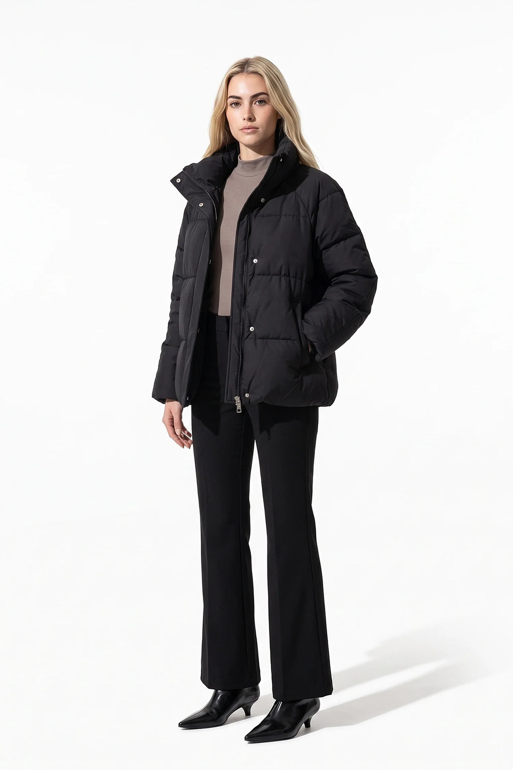 Lucie Picard | Women’s Winter Warm Black Puffer Jacket with Relaxed Fit