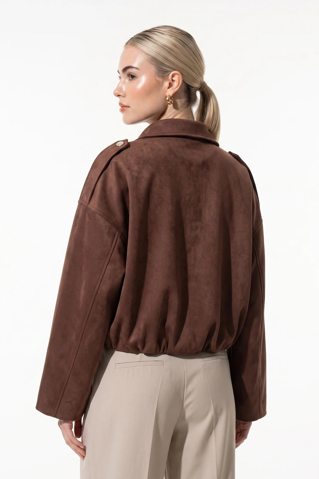Chloé Fournier | Women's Oversized Suede Bomber Jacket