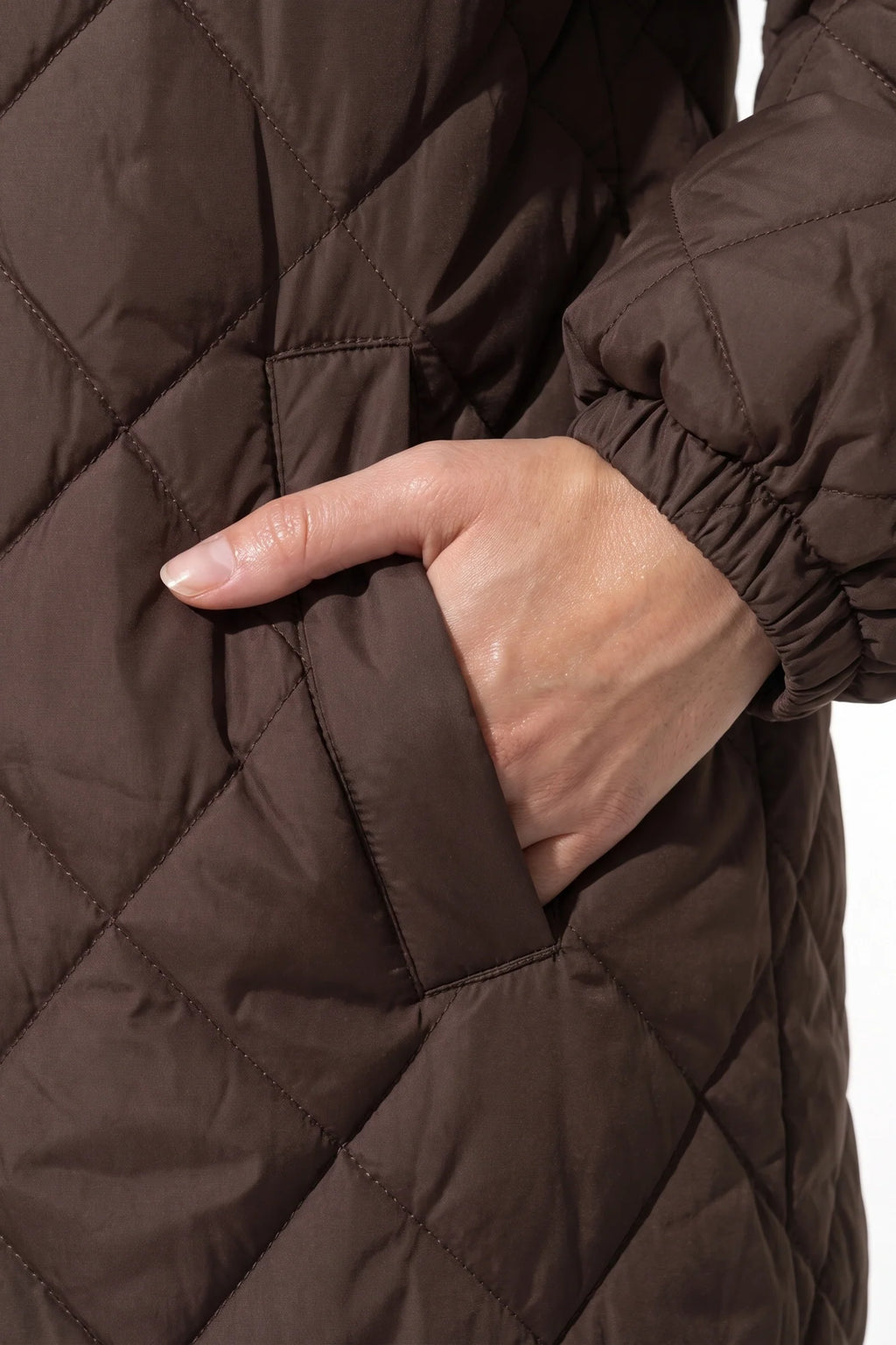Mylène Tessier | Women's Winter Warm Long Diamond Quilted Hooded Puffer Coat