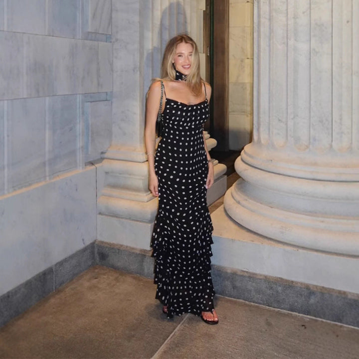 Ambra De Luca | Elegant Polka Dot Maxi Races Dress For Women