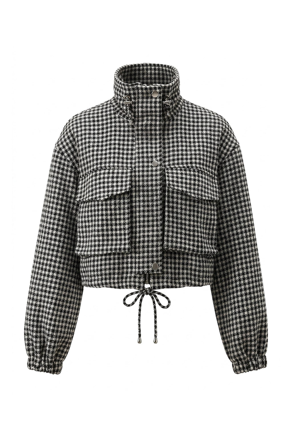 Olympe Allard | Women’s Winter Comfortable Houndstooth High Collar Cropped Jacket