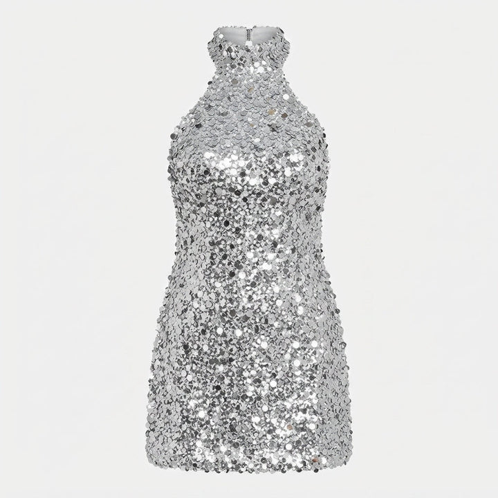 Federica Caruso | Sequined Halter Mini Cocktail Dress For Women