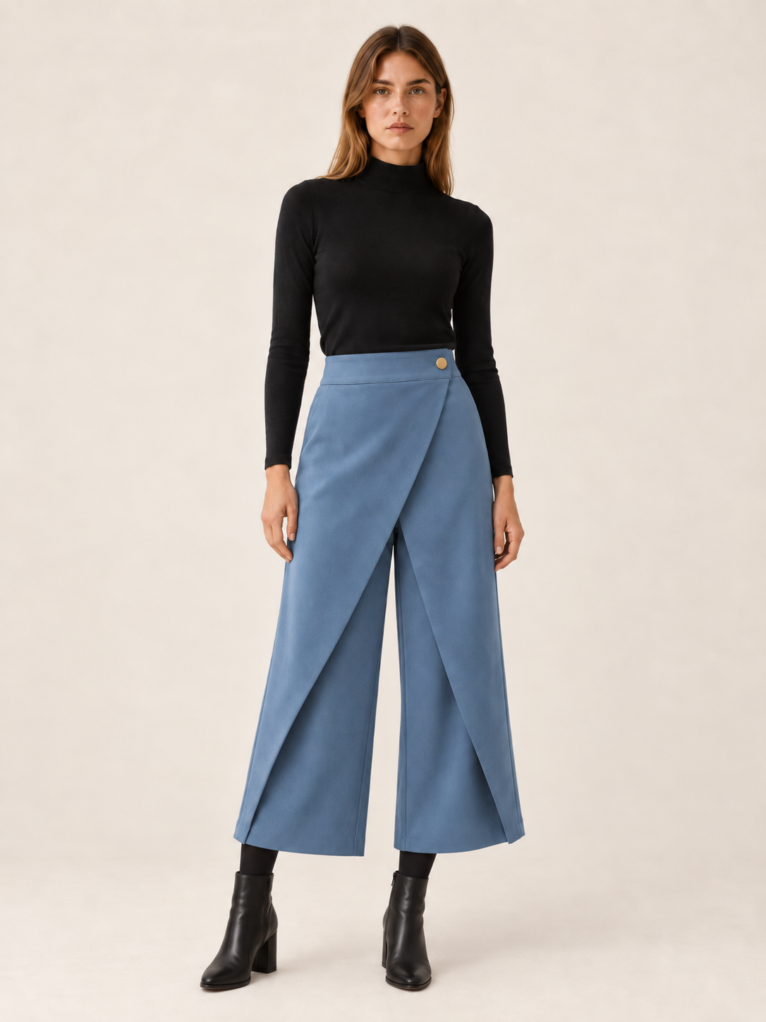 Cinzia Marovelli | Women's Cropped Wide Leg Pants with Wrap Front