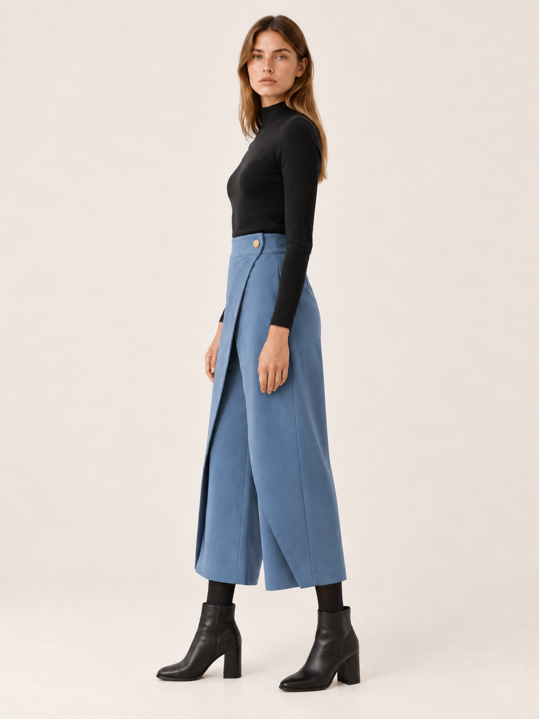 Cinzia Marovelli | Women's Cropped Wide Leg Pants with Wrap Front