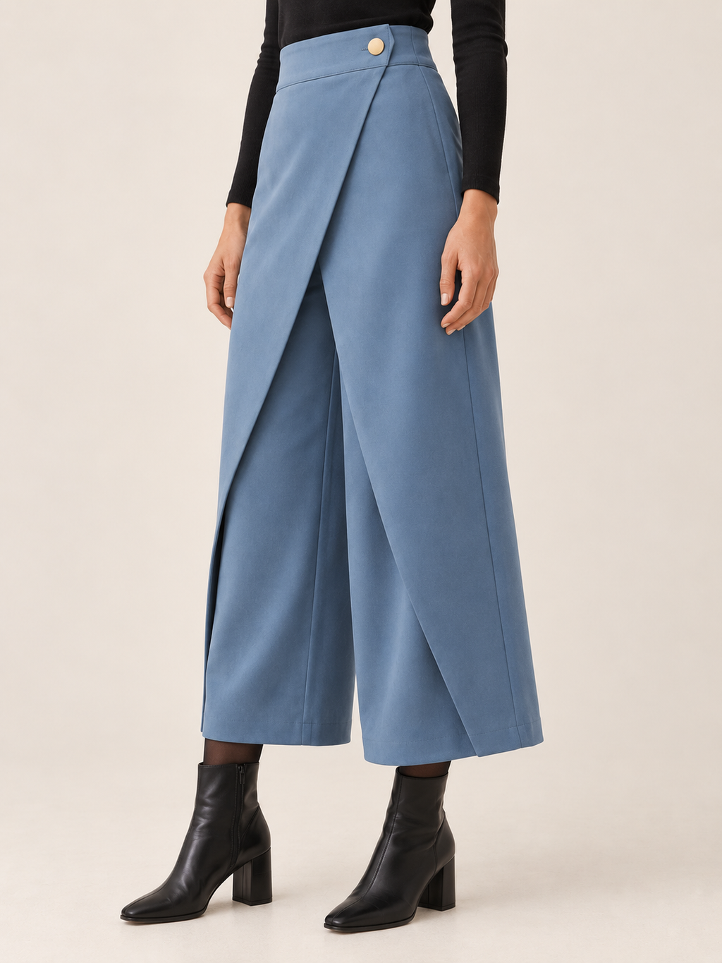 Cinzia Marovelli | Women's Cropped Wide Leg Pants with Wrap Front