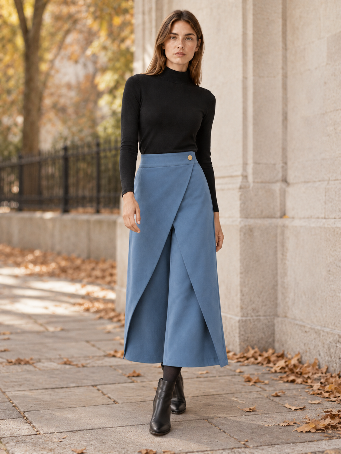 Cinzia Marovelli | Women's Cropped Wide Leg Pants with Wrap Front