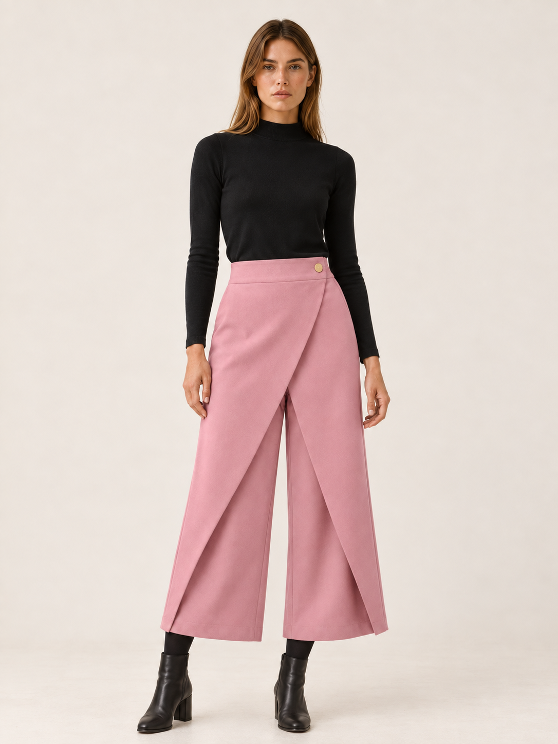 Cinzia Marovelli | Women's Cropped Wide Leg Pants with Wrap Front