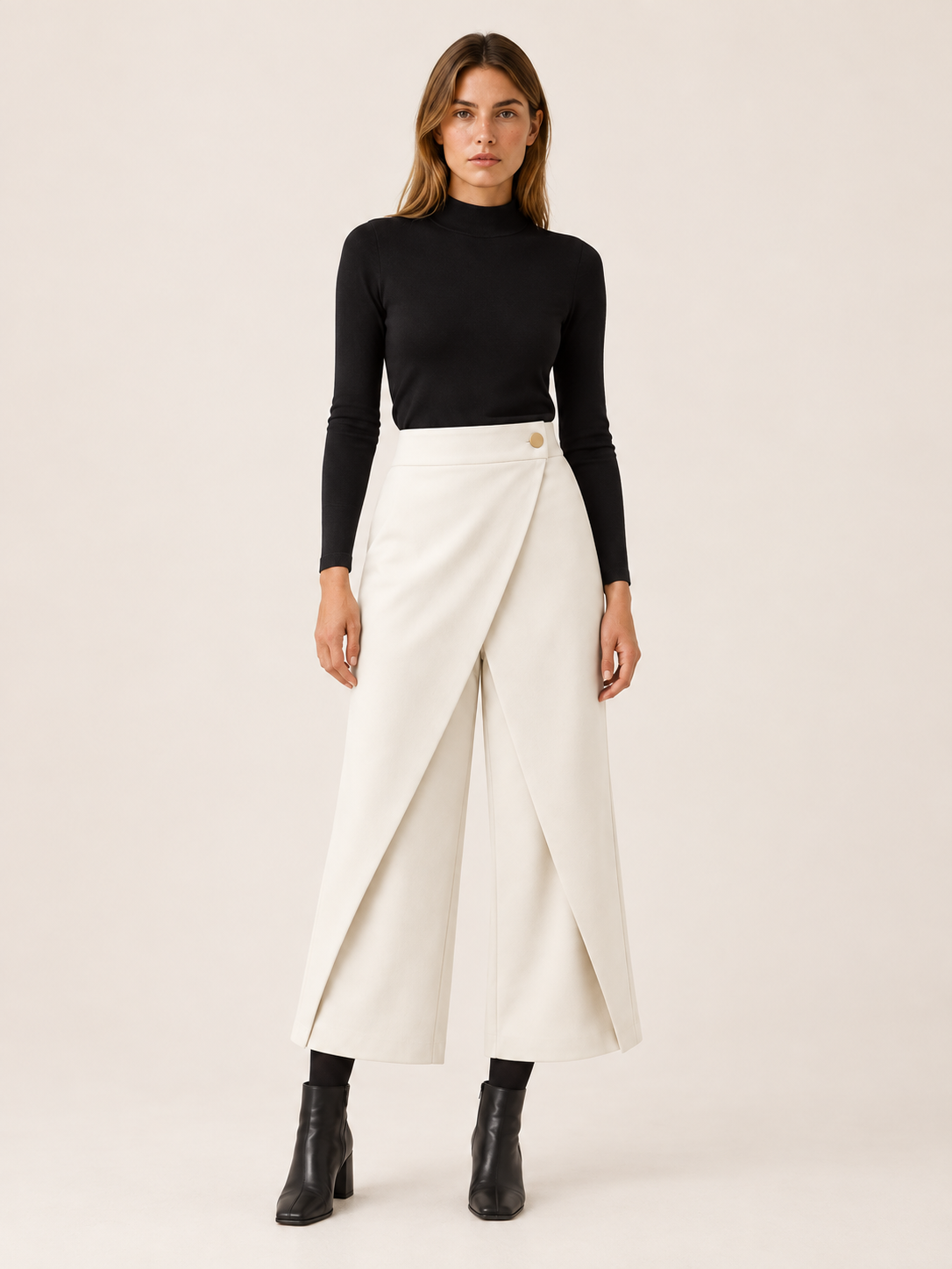 Cinzia Marovelli | Women's Cropped Wide Leg Pants with Wrap Front