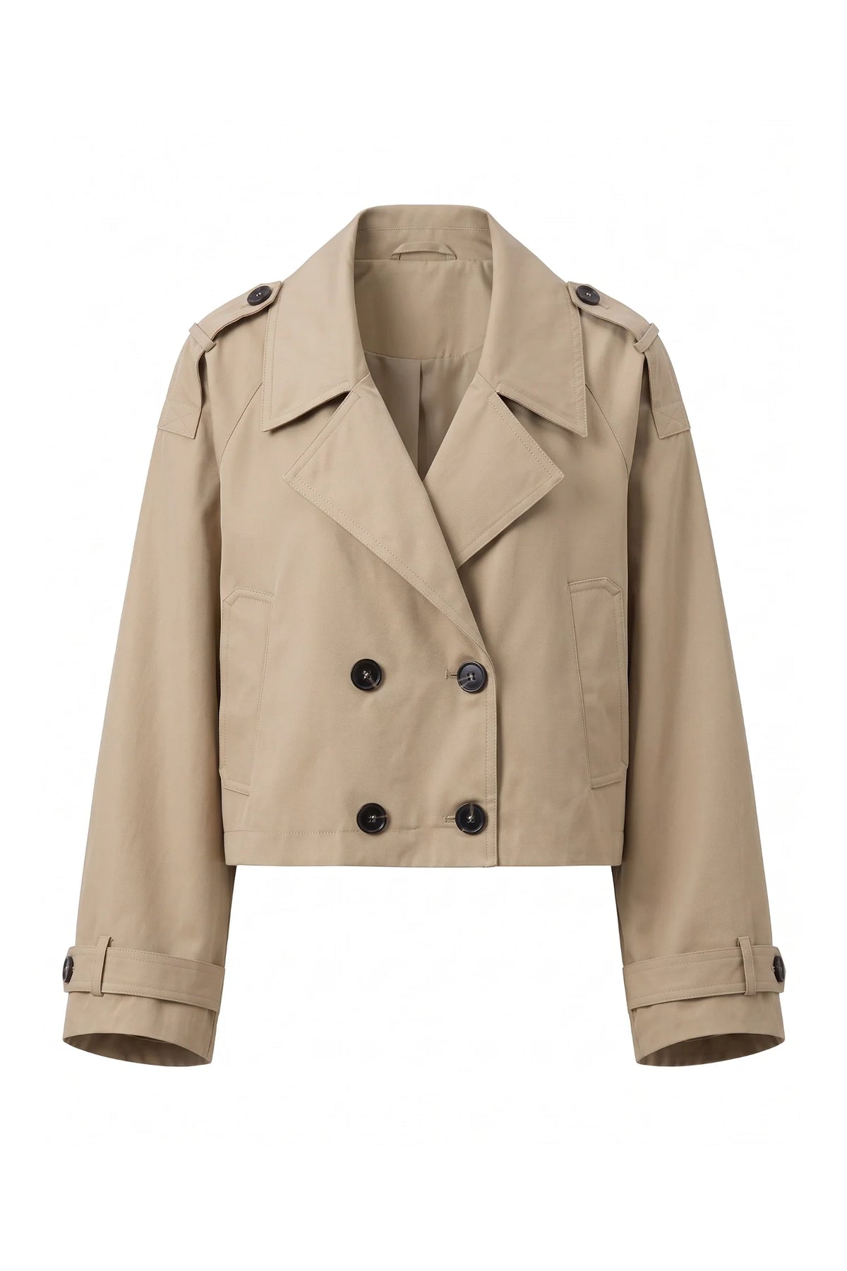 Zoé Mathieu | Women's Winter Stylish Short Cropped Trench Coat with Double Breasted Front