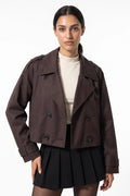 Zoé Mathieu | Women's Winter Stylish Short Cropped Trench Coat with Double Breasted Front