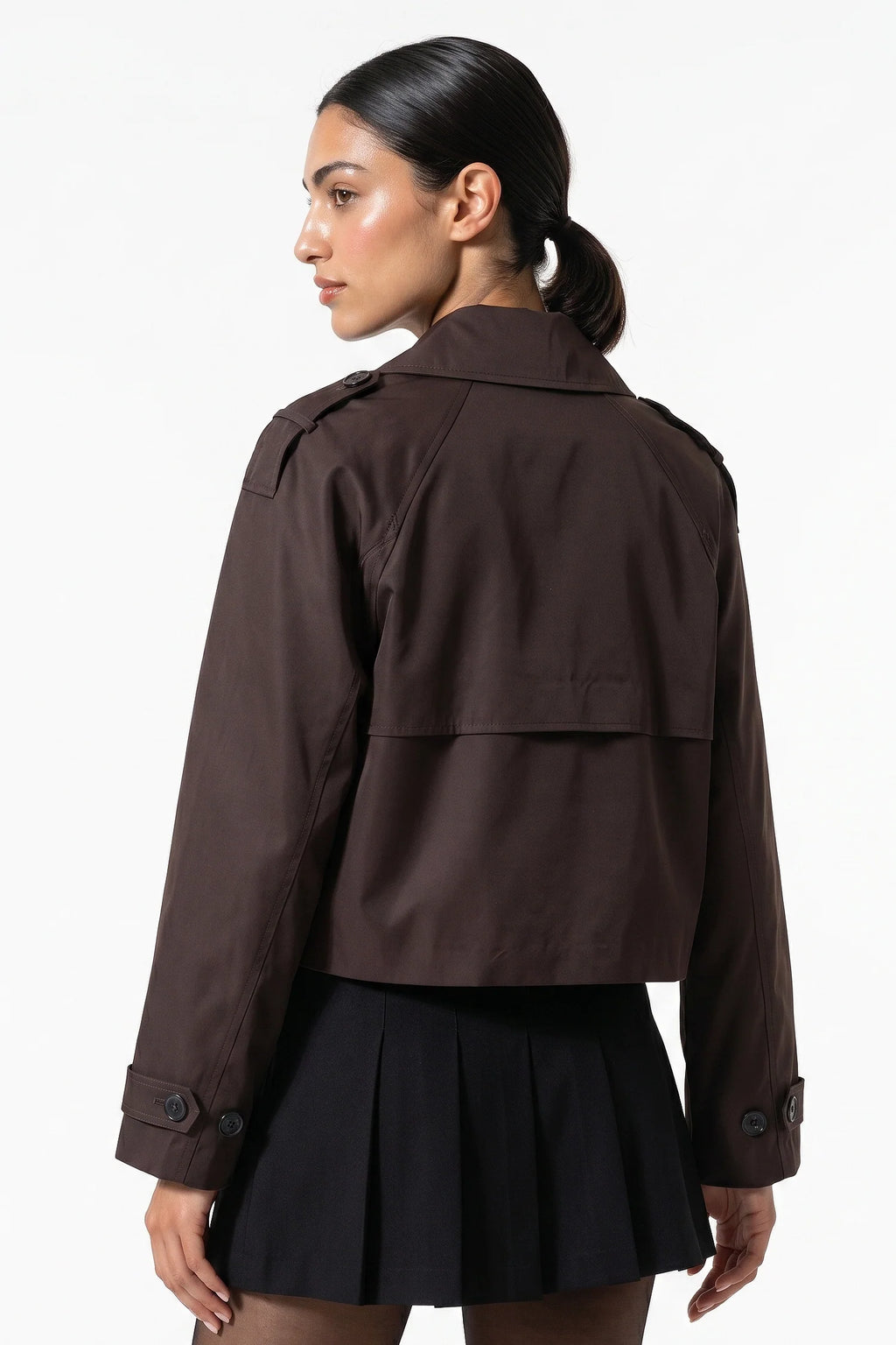 Zoé Mathieu | Women's Winter Stylish Short Cropped Trench Coat with Double Breasted Front