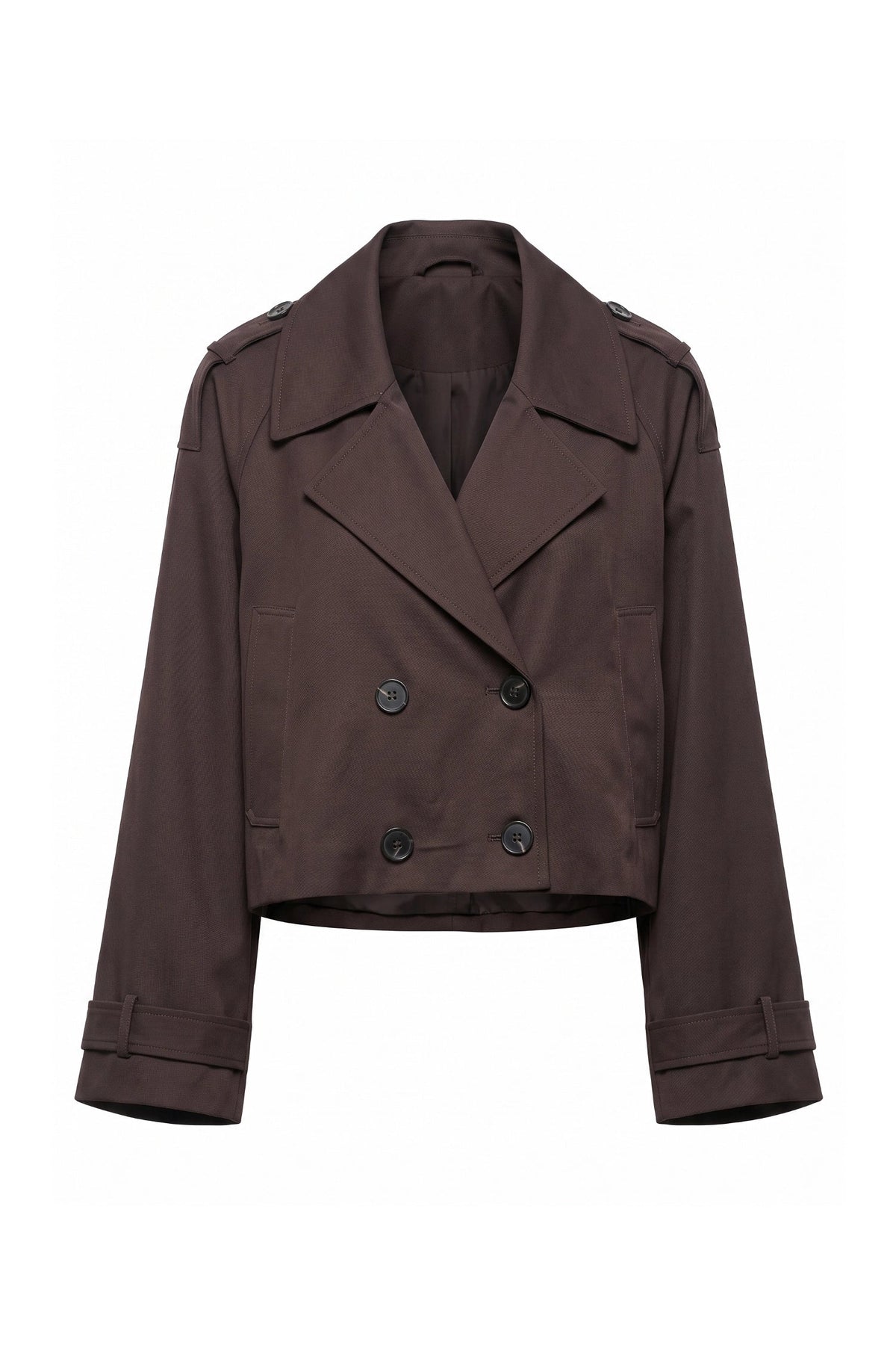 Zoé Mathieu | Women's Winter Stylish Short Cropped Trench Coat with Double Breasted Front