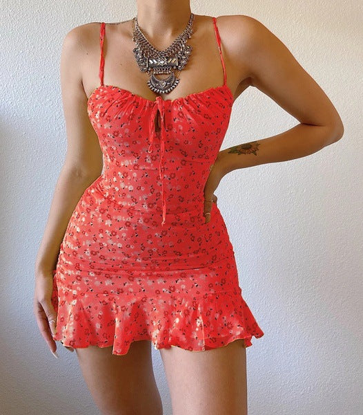 Beatrice Greco | Floral Summer Dress With Ruffle Hem For Women