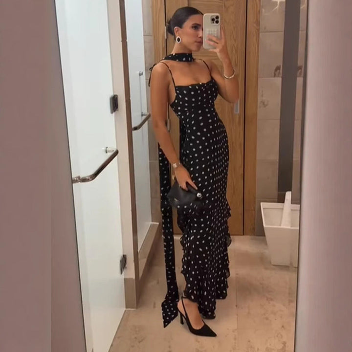 Ambra De Luca | Elegant Polka Dot Maxi Races Dress For Women