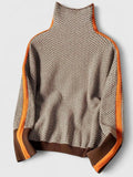 Madeline Devaux | Women's Turtleneck Print Long Sleeve Sweater with High-Neck for Winter