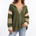 Salomé Amiens | Women's Oversized V-Neck Sweatshirt with Striped Sleeves
