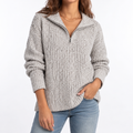 Zora Valence | Women's Textured Knit Sweater – Quarter Zip & Relaxed Fit